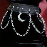 Popxstar Witches vegan leather statement belt Moon Heart Circle chain belt goth rock Vintage Waistband For Women Girls