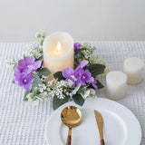 Popxstar 25cm Wedding Christmas Candlestick Wreath Artificial Flower Plants Candle Aromatherapy Ring Holder Table Centerpiece Decoration