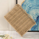 Handmade Paper Rope Storage Basket Rectangular Scalloped Edge Storage Tray Decorative Large Capacity Fruit Basket Bedroom