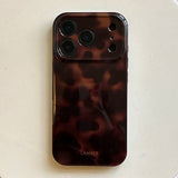 Popxstar  Korean INS Amber Retro Brown Phone Case for IPhone 11 12 13 15 Pro 14 16 17 Pro Max Shockproof Protective Lamber Back Cover Case