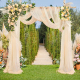 Popxstar Chiffon Champagne Beige Wedding Arch Draping for Ceremony Reception Decora Sheer Fabric Curtains for Party Stage Bridal Shower