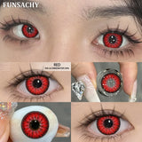 Popxstar 1 Pair Red Cosplay Contact Lenses for Eyes Vampire Black White Lenses for Halloween Eye Makeup Eye Contacts Beauty Lens