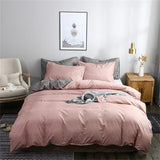 Popxstar  Simple Texture Grain Polyester Duvet Cover Set King Size Plain Queen Bedding Set Affordable Durable Quilt Cover and Pillow Case