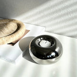 Popxstar  Modern Electroplated Ceramic Silver Candlestick Ornaments Round Candle Pedestal Ins Style Desktop Home Decoration