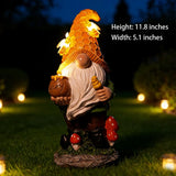 Popxstar  Solar Dwarf Garden Statue with Welcome Sign Whimsical Statue Featuring Sunflowers A Gift for Mom's Garden, Courtyard, or Lawn