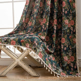 French Retro Style Curtain for Bedroom and Living Room Thickened Finished Semi Blackout Green Monet Oil Painting Window Curtain