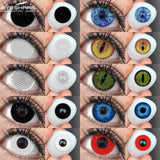 Popxstar Cosplay Color Contact Lenses for Eyes 1Pair Halloween Lenses Blue Eye Contacts Black Lenses Yearly Anime White Eye Lens