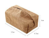 Popxstar Checkerboard Woven Tissue Box PU Leather Napkin Case Living Room Office Desktop Home Decoration Creative Paper Towel Cover