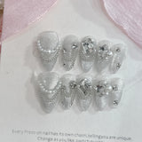 Popxstar  10Pcs Long Almond Handmade Press on Nails Butterfly Fake Nails Wearable Stick-on Nails False Nail Накладные Ногти Uñas Postizas