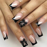 Popxstar  24Pcs French Tip  Press on Nails Short Coffin False Nails Simple Wearable Fake Nails Frosted Full Cover Press on Nail Tips Art