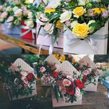 Popxstar Creative Portable Flower Box Rose Flower Packaging Box Flower Shop Wedding Rose Birthday Party Gift Box Valentine's Day Bag Box
