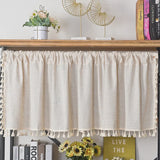 Popxstar Nordic Style Short Curtains Solid Cotton Linen Lace Hem Half Tulle Curtain Wine Cabinet Door Kitchen Window Small Curtains