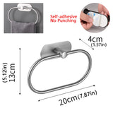 Popxstar Stainless Steel Towel Holder Self-adhesive Bathroom Towels Rack Black Washhand Hanger Ring Rail Bar Kitchen Storage Accessories