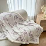 Popxstar  New double-layer cationic jacquard butterfly-dyed multi-functional blanket Tafu  lamb wool blanket