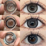 Popxstar 2PCS Colored Contact Circular Lenses Degree -0.00 to -8.00 Gray Eyes Beauty Pupil Nature Brown Makeup Lens