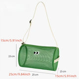 Popxstar  Swimming Bag with Large Capacity Waterproof Beach Bag Mesh Breathable Single Shoulder Crossbody Cylindrical Travel Bag Washing