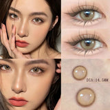 Popxstar  2PCS  Red Color Contact Lenses Large Diameter 14.5mm Myopia Degree Colored Lens Blue Beauty Pupil Makeup One Year Use