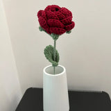 Popxstar 1pc Knitted Rose Single Bouquet Artificial Flower Living Room Decor Ornaments Flower Arrangement Wedding Valentine's Day Gifts