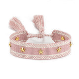 popxstar Hand Woven Bracelets Adjustable Studded Stars Bracelet Fashion Jewelry Gifts