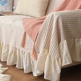 Popxstar  Ruffled Solid Color Sofa Covers Four Seasons Washable Cotton Linen Dustproof Couch Slipcovers Bohemian Decor Furniture Covers