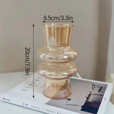 Popxstar Glass Flower Vase Creative Vase Decorative Hydroponic Flower Container Nordic Style Flower Vases Desktop Flower Bottle Decor