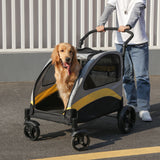 M-XL Dog Stroller Ultra-large 4 Wheels Pet Jogger Wagon Foldable Cart Travel Trolley Outdoor Animal Carrier Load Up To 55kg