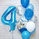 Popxstar 12pcs Blue 32inch Number Foil Latex Balloon Happy Birthday Party Decorations Kids Boy Baby 1 2 3 4 5 6 7 8 9 Year Old Supplies
