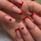 Popxstar  24Pcs French Tip  Press on Nails Short Coffin False Nails Simple Wearable Fake Nails Frosted Full Cover Press on Nail Tips Art