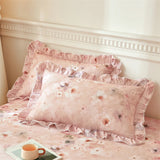 Popxstar  2pcs Flower Prints Ruffles 100% Cotton Brushed Pillowcases 48x74cm Size Cushion Cover for Bed Floral Style Pillowslip
