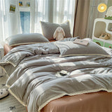 Popxstar INS Girls Cherry Soft Bedding Set Washed Cotton Bed Sheet Queen King Size Duvet Set Flower Comforter Set Pillowcase Bed Linens