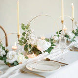 Popxstar 5set Gold Metal Wreath Ring Hoop With Wooden Base Holder Wedding Artificial Flowers Garland DIY Decoration Home Wedding Decor