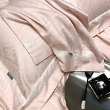 Popxstar  Luxury Satin Jacquard Bedding Set 1000TC Lyocell Cotton Soft Silky Duvet Cover Set Bed Sheet/Fitted Sheet Pillowcases 4Pcs