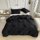 Popxstar  Three-dimensional Pinch Pleated Crafts Double Duvet Cover Set 220x240 Solid Twist Flowers King Size Bedding Set Quilt Cover Set
