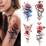 Colorful Flower Waterproof Temporary Tattoo Sticker For Women Flash  Pink Heart Rose Butterfly Arm Art Paint Beauty Fake Totem