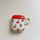INS Red Strawberries Cherries Pendant Earphone Case For Airpods Pro 2 3 1 4 Protective Cover with Anti-lost Lanyard Accessories