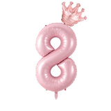 Popxstar  40inch Pastel Light Blue Pink Foil Number Balloon With Crown 1 2 3 4 5 6 Boy Girl Birthday Party Baby Shower Wedding Decoration