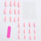 Popxstar 24PCS Medium Stiletto Pink Ballectcor e Tip Press on Nails Full Cover Fake Nail Set For Girl Mother Women Gift