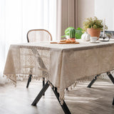 Popxstar  Table Cloth Plain Color Hollow Splicing Small Fresh Dining Table Cloth Restaurant Tablecloth