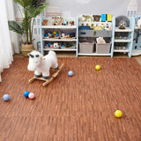 Popxstar Wood Pattern Flooring Square Puzzle Living Room Rug Waterproof and Non-slip Stitching Mat Baby Sports Play Mat Decorative Carpet