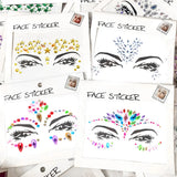 Popxstar 3D Sexy Face Tattoo Stickers for Kids Party Masquerade Party Acrylic Glitter Rhinestone Temporary Tattoo Female Face Jewelry DIY