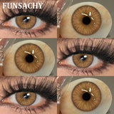 1 Pair Brown Color Contact Lenses Natural Eye Contacts Blue Colored Soft Lens Yearly Use Women Makeup Cosmetic Lenses