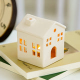 Popxstar  Ceramic Hollow House Candle Holders Cozy Candlesticks for Candles Home Dining Table Wedding Art Decorations Candle Holders Gifts