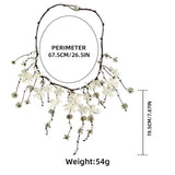 Popxstar Multi-layered Waterfall Shaped White Flowers Necklace for Women Boho Handmade Chains Tassels Necklaces Jewelry Accessories
