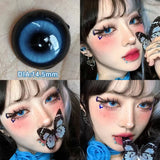 Popxstar  1 Pair Halloween Contact Lenses Beauty Eye Color Lenses Cosplay Pupils Myopia Lens with Prescription Natural Blue Lens