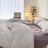 Blue Strip Duvet Cover Twin Full Queen 4Pcs Vertical Striped Microfiber Soft and Lightweight Comforter Cover Sheet Pillowcases