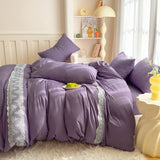 Ins floral print Bedding set knitted cotton Flat sheet set Four pieces duvet cover double layer-yarn 4Pcs lovely New Style