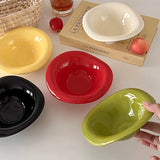 Popxstar Ins Ceramic Saucer Korean Style Dessert Yogurt Oats Bowl Cream Color Fruit Salad Container Food Display Plate Kitchen Utensils