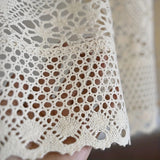 Popxstar 1pc American Crochet Short Curtain Cotton Linen Splicing Hollow Vintage Half Curtain for Kitchen Door Decor Cafe Window Drapery