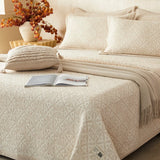 Popxstar  3Pcs Luxury Natural Cotton Linen Soft Comfortable Quilted Bedspread, Bed Cover, Mattress Topper, Bed Sheet, With Pillowcases