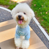 Blue Pearl Love Dog Sweater Spring Autumn Pet Knitted Clothes for Small Dog Teddy Cat Clothes Pet Soft Pullover Beautiful Supply